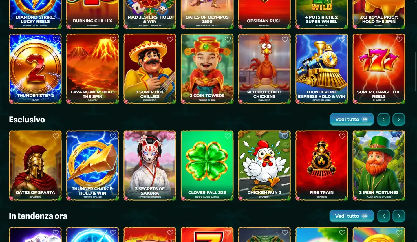 Lobby e giochi Slotrize